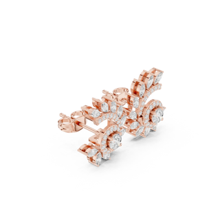 Three-quarter View: Round Diamond Ring with Pave Setting in 14k Rose Gold - Lab Grown - Driona Jewels