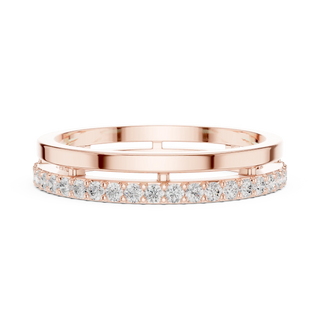 Top View: Round Diamond Ring with Pave Setting in 14k Rose Gold - Lab Grown - Driona Jewels