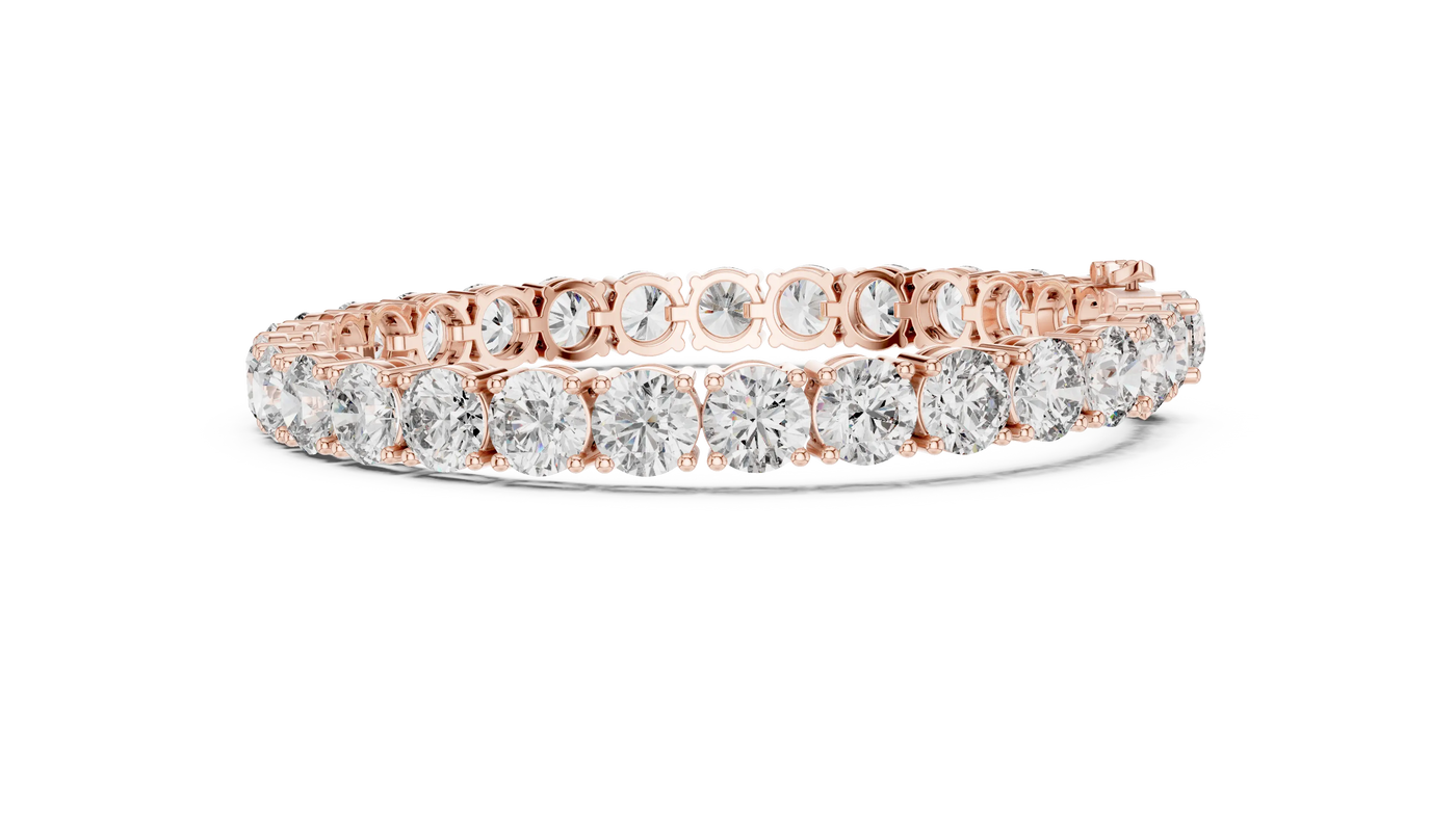 Top View: Round Diamond Ring with Pave Setting in 14k Rose Gold - Lab Grown - Driona Jewels
