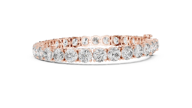 Top View: Round Diamond Ring with Pave Setting in 14k Rose Gold - Lab Grown - Driona Jewels