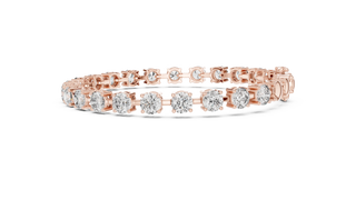 Top View: Round Diamond Ring with Pave Setting in 14k Rose Gold - Lab Grown - Driona Jewels