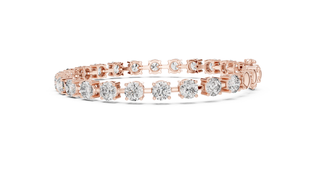 Top View: Round Diamond Ring with Pave Setting in 14k Rose Gold - Lab Grown - Driona Jewels