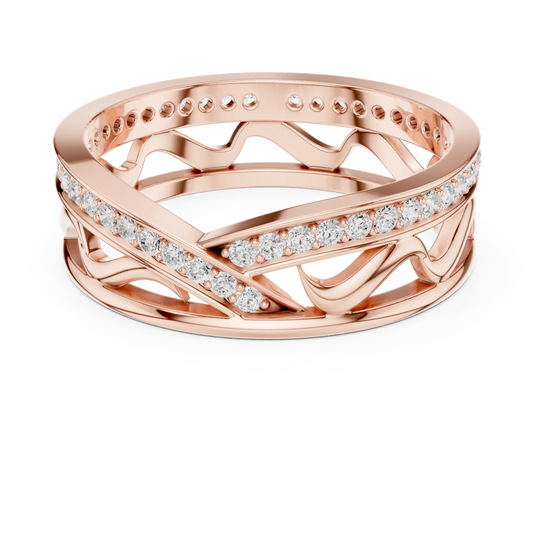 Top View: Round Diamond Ring with Pave Setting in 14k Rose Gold - Lab Grown - Driona Jewels