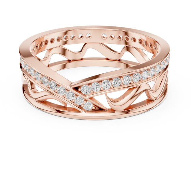 Top View: Round Diamond Ring with Pave Setting in 14k Rose Gold - Lab Grown - Driona Jewels