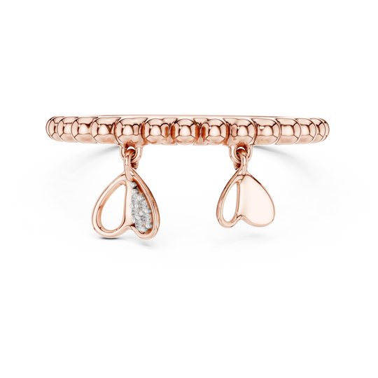 Front-view: Round Diamond Ring with Pave Setting in Rose Gold – Lab Grown – Driona Jewels
