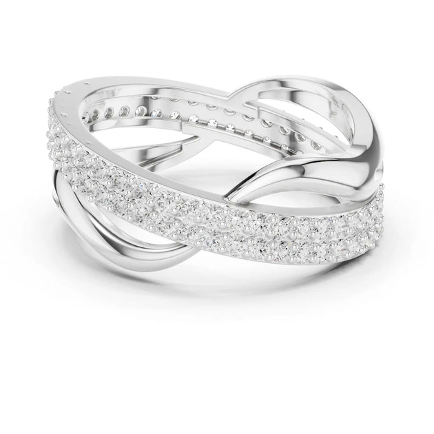 Front-view: Round Diamond Ring with Pave Setting in 925 Silver - Lab Grown - Driona Jewels
