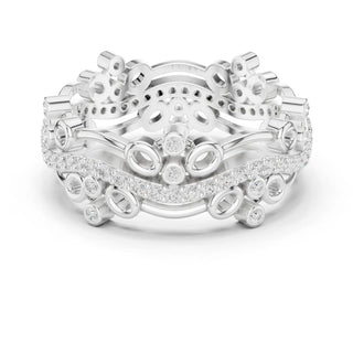 Front-view: Round Diamond Wedding Band with Pave Setting in 14k White Gold - Lab Grown - Driona Jewels