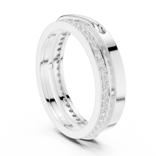 Front-view: Round Diamond Ring with Pave Setting in 14k White Gold - Lab Grown - Driona Jewels