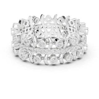Front-view: Round Diamond Ring with Pave Setting in 14k White Gold - Lab Grown - Driona Jewels