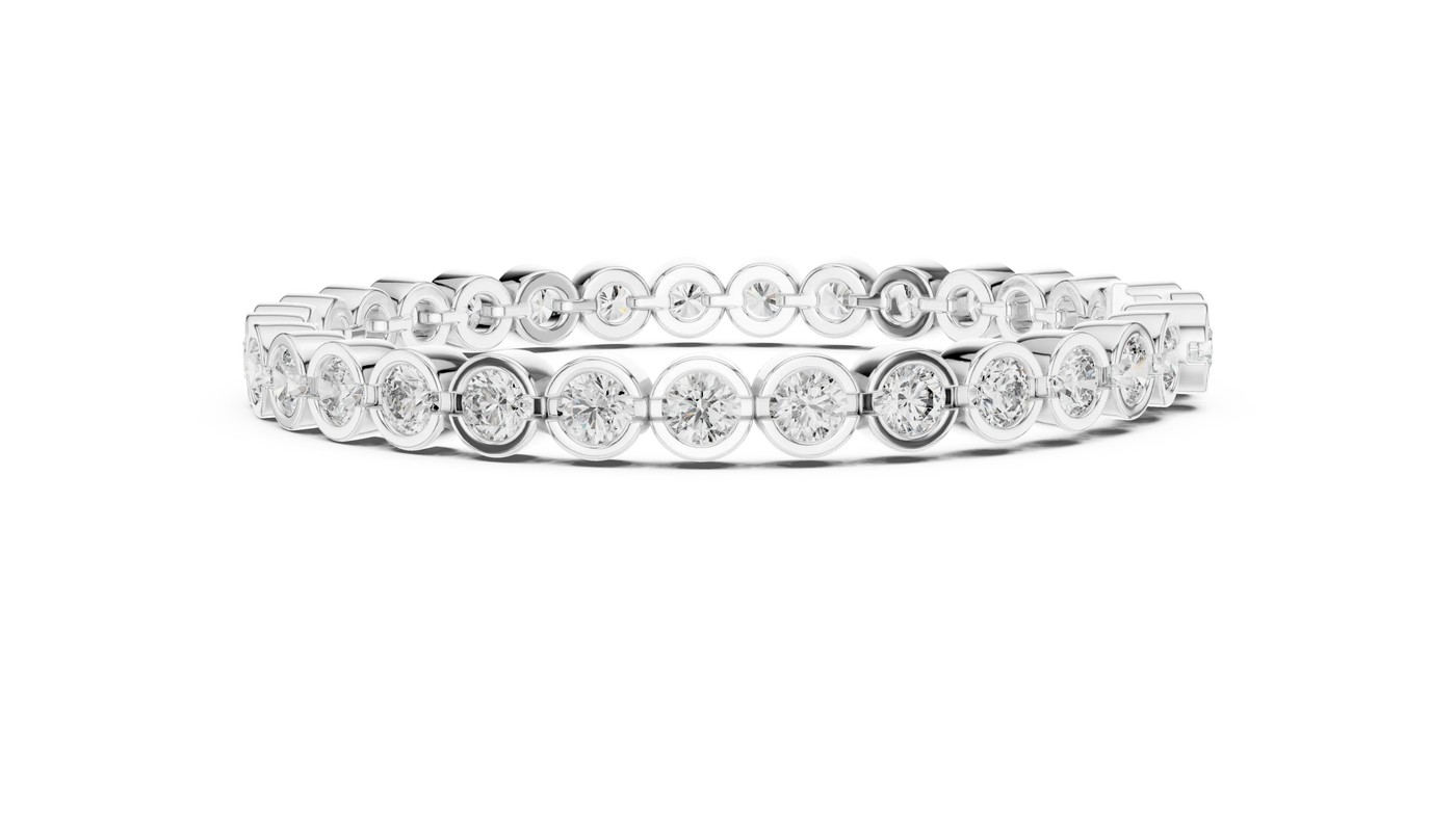 Front View: Round Diamond Ring with Pave Setting in 14k White Gold - Lab Grown - Driona Jewels