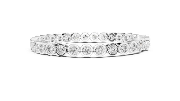 Front View: Round Diamond Ring with Pave Setting in 14k White Gold - Lab Grown - Driona Jewels