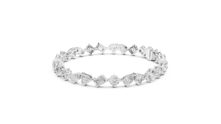 Front-view: Round Diamond Ring with Pave Setting in 14k White Gold - Lab Grown - Driona Jewels