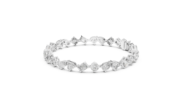 Front-view: Round Diamond Ring with Pave Setting in 14k White Gold - Lab Grown - Driona Jewels