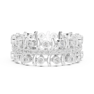 Front-view: Round Diamond Ring with Pave Setting in 14k White Gold - Lab Grown - Driona Jewels