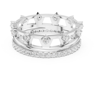 Prong-Detail: Round Diamond Ring with Pave Setting in 14k White Gold - Lab Grown - Driona Jewels
