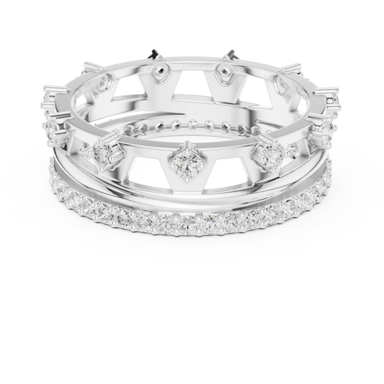 Prong-Detail: Round Diamond Ring with Pave Setting in 14k White Gold - Lab Grown - Driona Jewels
