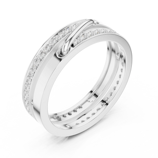 Side-Profile: Round Diamond Ring with Pave Setting in 14k White Gold - Lab Grown - Driona Jewels