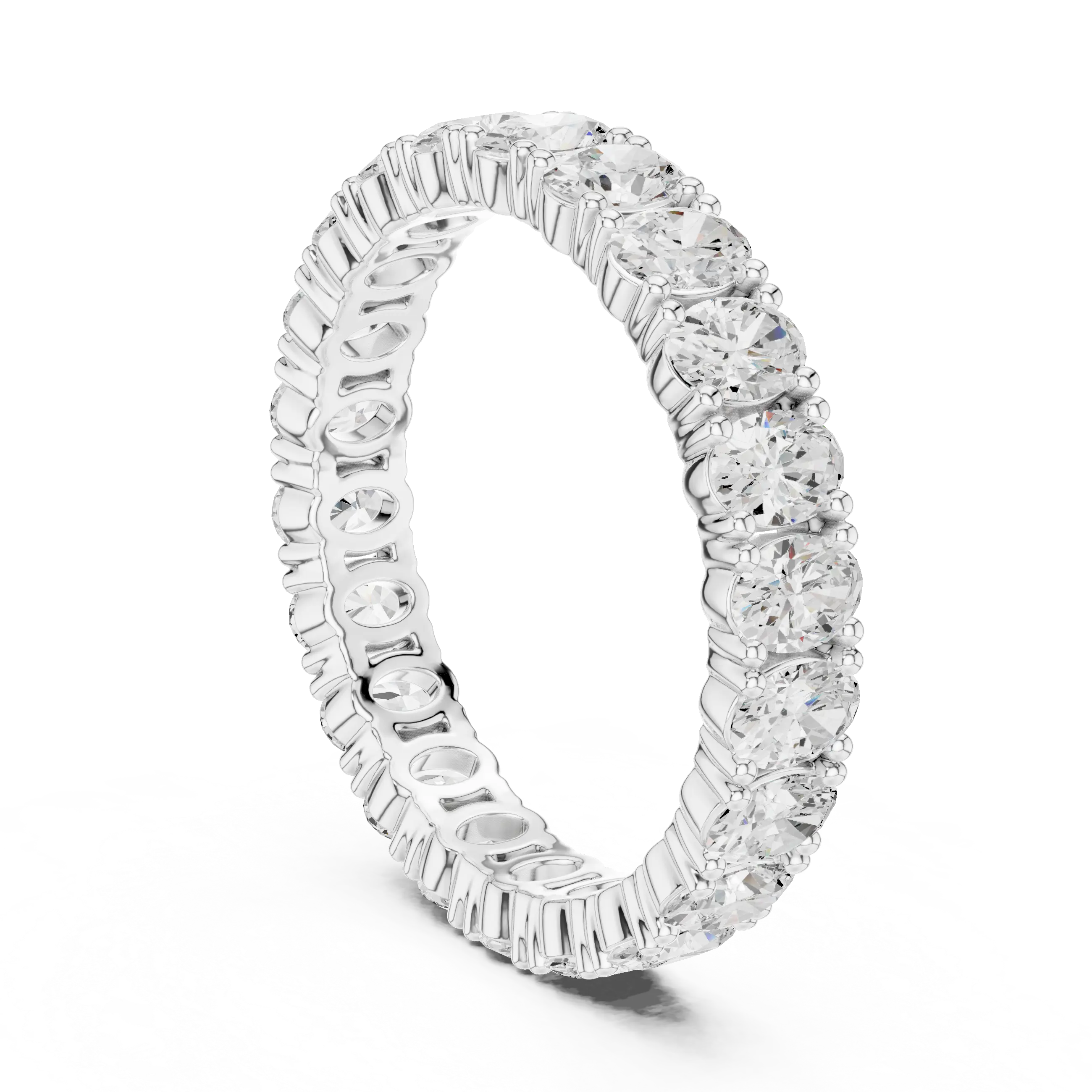 Side-Profile: Round Diamond Ring with Pave Setting in 14k White Gold - Lab Grown - Driona Jewels