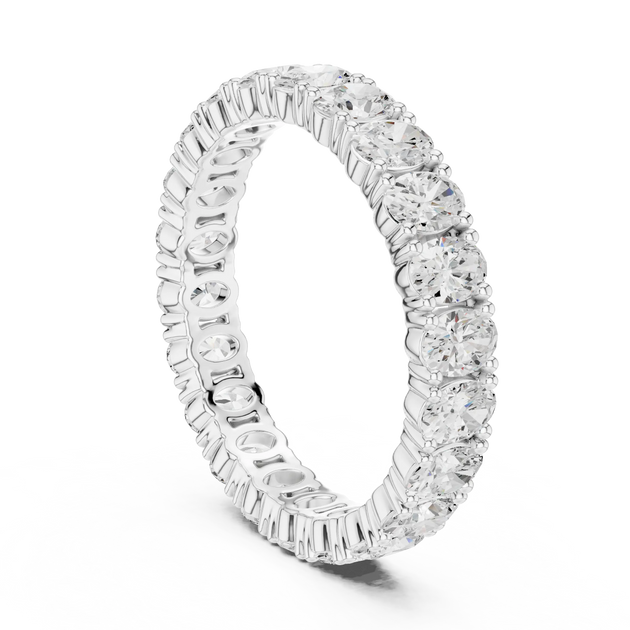 Side-Profile: Round Diamond Ring with Pave Setting in 14k White Gold - Lab Grown - Driona Jewels