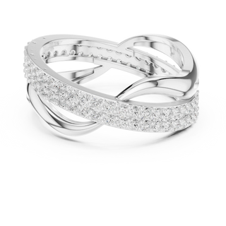 Three-Quarter View: Round Diamond Ring with Pave Setting in 14k White Gold - Lab Grown - Driona Jewels