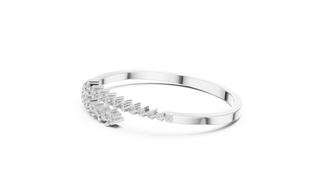 Three-quarter-view: Round Diamond Ring with Pave Setting in 14k White Gold - Lab Grown - Driona Jewels