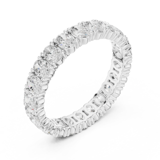 Three-quarter-view: Round Diamond Ring with Pave Setting in 14k White Gold - Lab Grown - Driona Jewels
