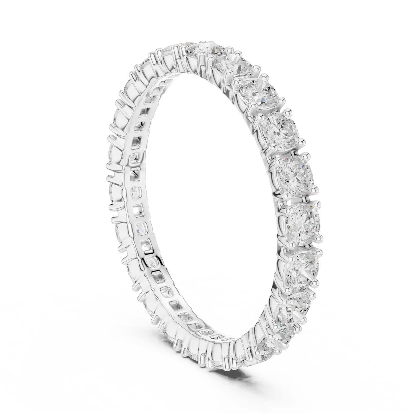 Cushion Lab Grown Diamond Full Eternity Ring in Shared Prong