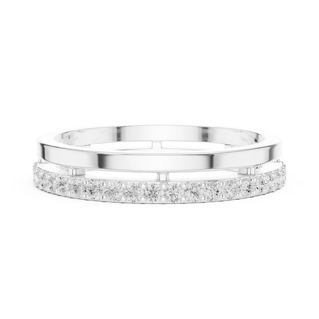 Top View: Round Diamond Ring with Pave Setting in 14k White Gold - Lab Grown - Driona Jewels