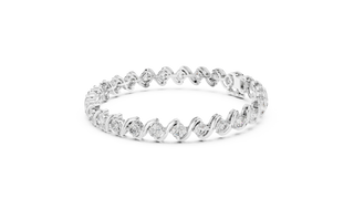 Top View: Round Diamond Ring with Pave Setting in 14k White Gold - Lab Grown - Driona Jewels