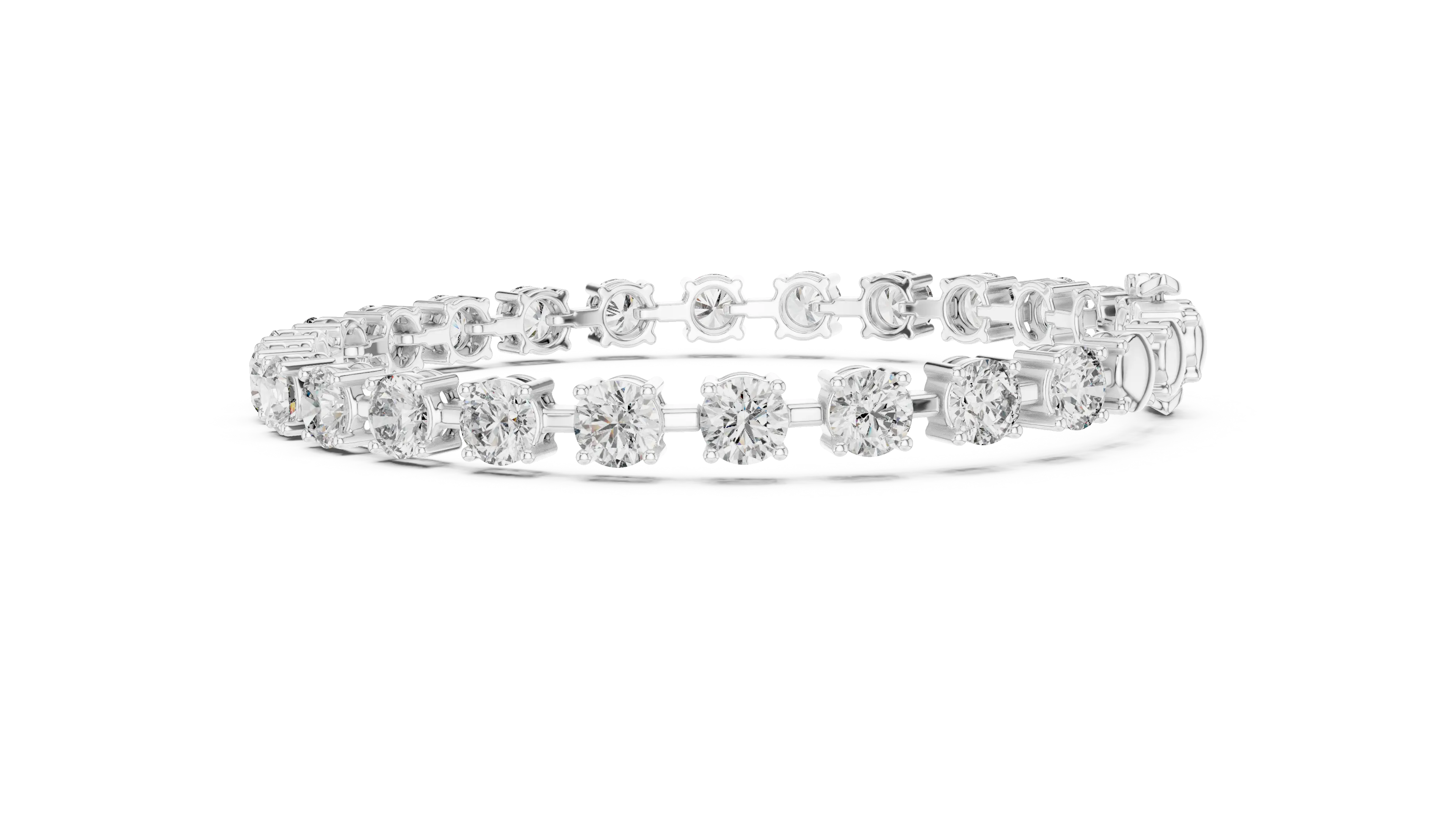 Top View: Round Diamond Ring with Pave Setting in 14k White Gold - Lab Grown - Driona Jewels