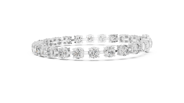 Top View: Round Diamond Ring with Pave Setting in 14k White Gold - Lab Grown - Driona Jewels