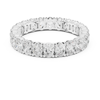 Top View: Round Diamond Eternity Band with Pave Setting in 14k White Gold - Lab Grown - Driona Jewels