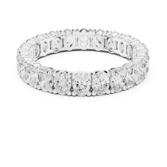 Top View: Round Diamond Eternity Band with Pave Setting in 14k White Gold - Lab Grown - Driona Jewels