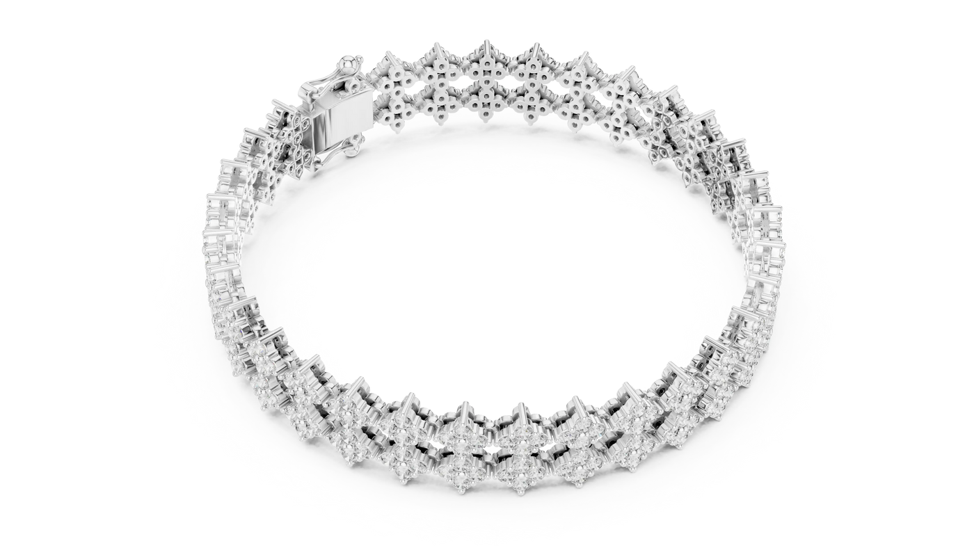 Top View: Round Diamond Ring with Pave Setting in 14k White Gold - Lab Grown - Driona Jewels