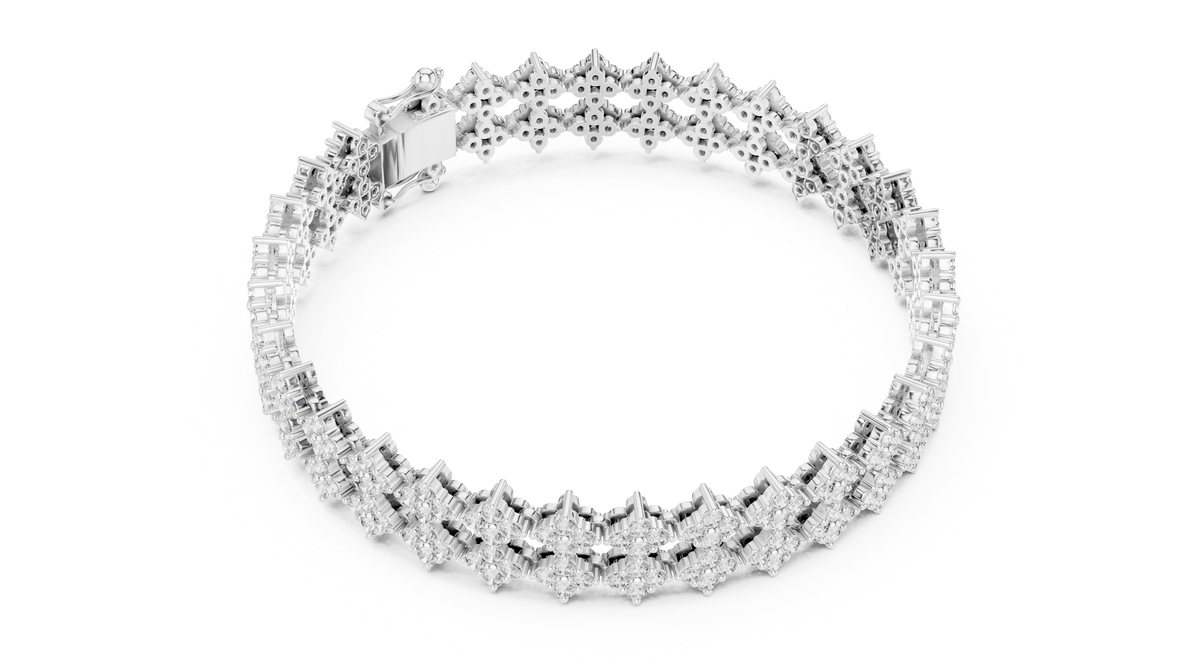 Top View: Round Diamond Ring with Pave Setting in 14k White Gold - Lab Grown - Driona Jewels