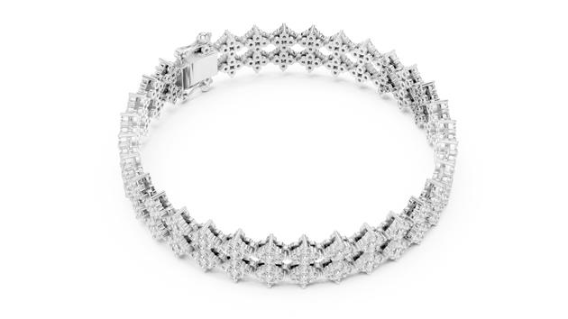 Top View: Round Diamond Ring with Pave Setting in 14k White Gold - Lab Grown - Driona Jewels