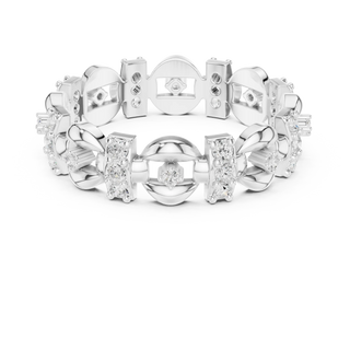Top View: Round Diamond Ring with Pave Setting in 14k White Gold - Lab Grown - Driona Jewels