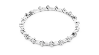 Top View: Round Diamond Ring with Pave Setting in 14k White Gold - Lab Grown - Driona Jewels