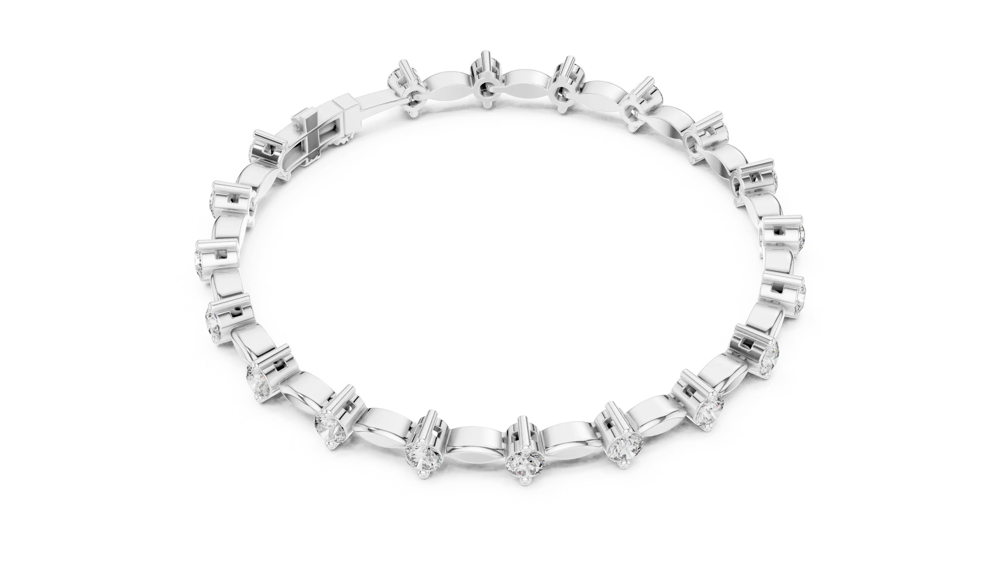 Top View: Round Diamond Ring with Pave Setting in 14k White Gold - Lab Grown - Driona Jewels