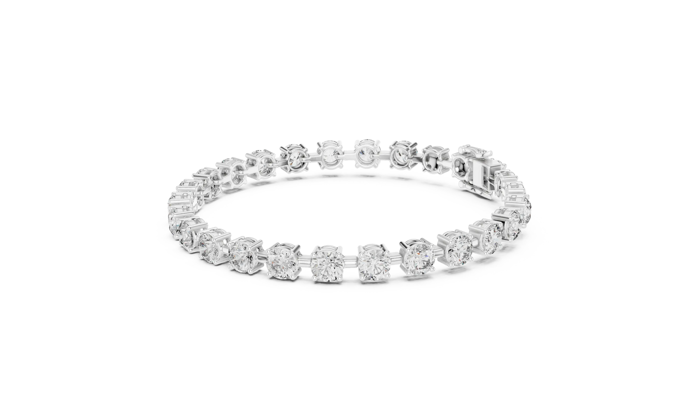 Top View: Round Diamond Ring with Pave Setting in 14k White Gold - Lab Grown - Driona Jewels
