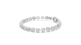 Top View: Round Diamond Ring with Pave Setting in 14k White Gold - Lab Grown - Driona Jewels