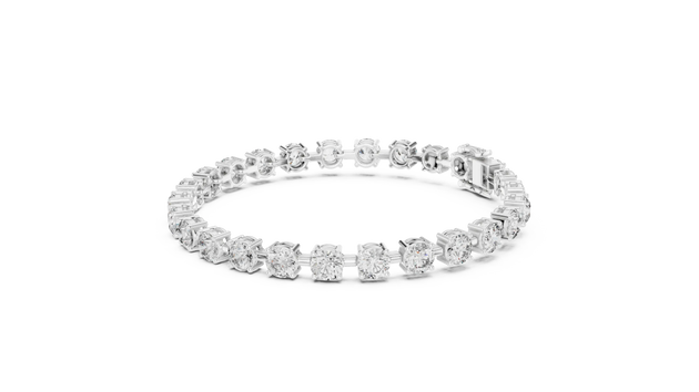Top View: Round Diamond Ring with Pave Setting in 14k White Gold - Lab Grown - Driona Jewels