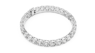 Top View: Round Diamond Ring with Pave Setting in 14k White Gold - Lab Grown - Driona Jewels