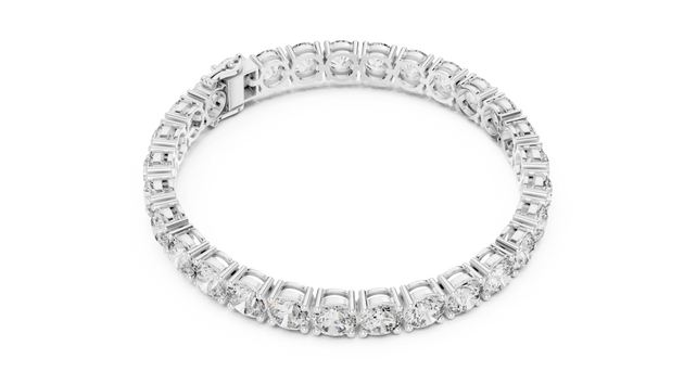 Top View: Round Diamond Ring with Pave Setting in 14k White Gold - Lab Grown - Driona Jewels