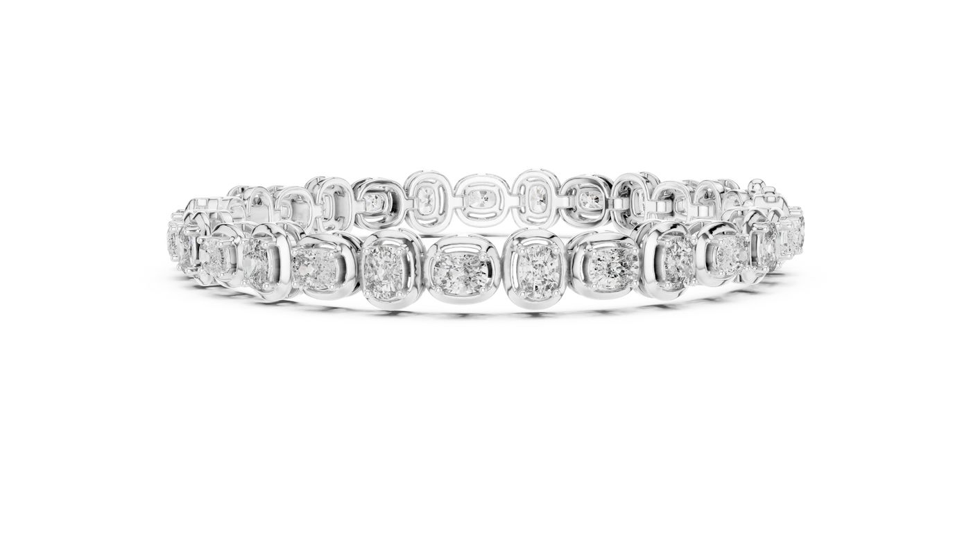 Top View: Round Diamond Ring with Pave Setting in 14k White Gold - Lab Grown - Driona Jewels