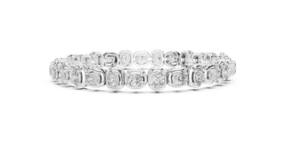 Top View: Round Diamond Ring with Pave Setting in 14k White Gold - Lab Grown - Driona Jewels