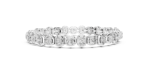 Top View: Round Diamond Ring with Pave Setting in 14k White Gold - Lab Grown - Driona Jewels