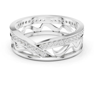 Top View: Round Diamond Ring with Pave Setting in 14k White Gold - Lab Grown - Driona Jewels