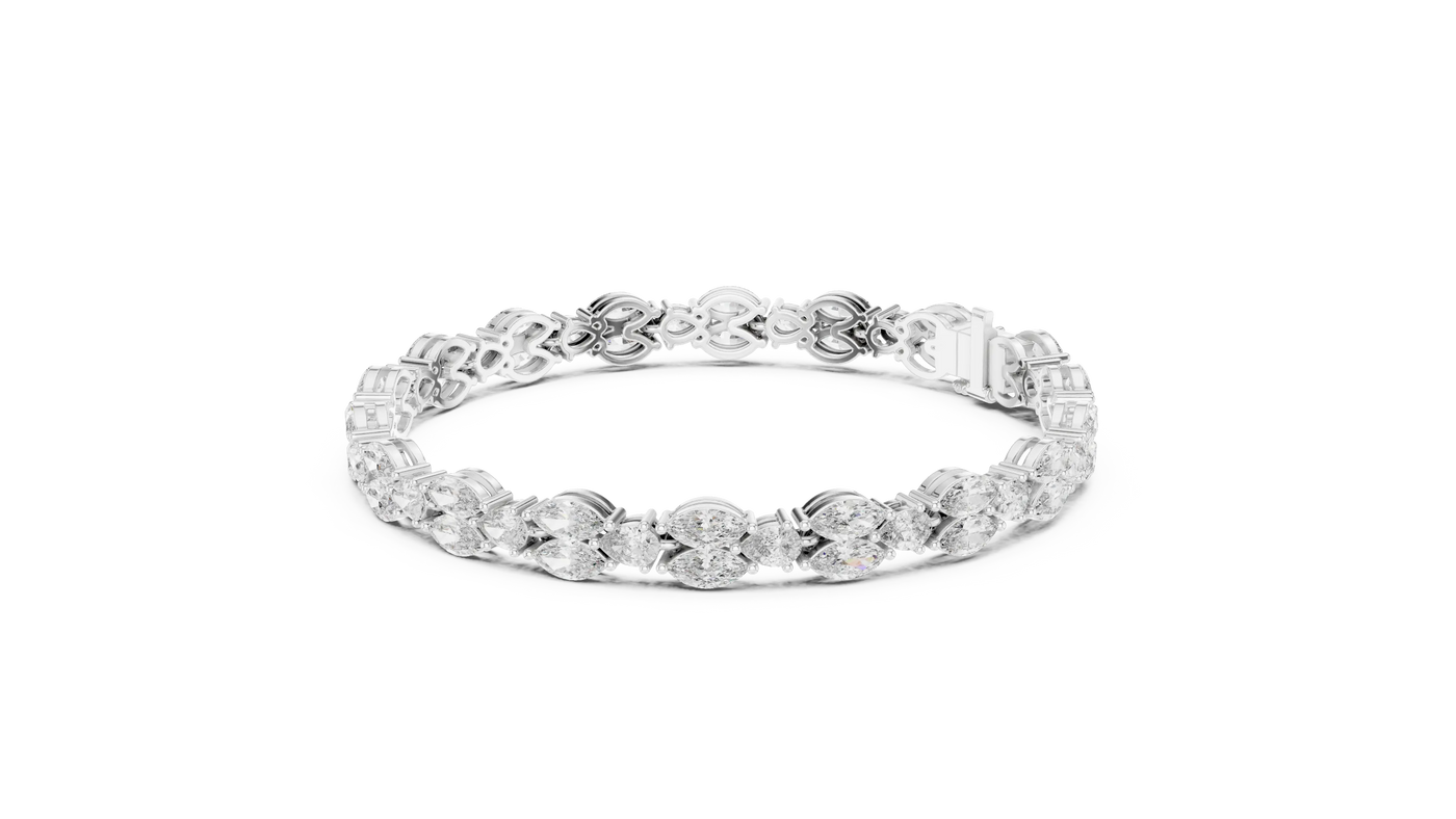 Top View: Round Diamond Eternity Band with Pave Setting in 14k White Gold - Lab Grown - Driona Jewels
