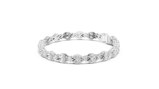 Top View: Round Diamond Eternity Band with Pave Setting in 14k White Gold - Lab Grown - Driona Jewels